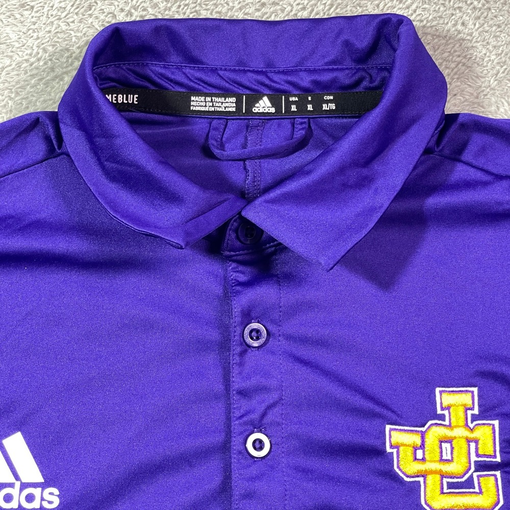 Adidas JC Football Polo Shirt Men's XL Purple Primeblue Collegiate Stripe‎